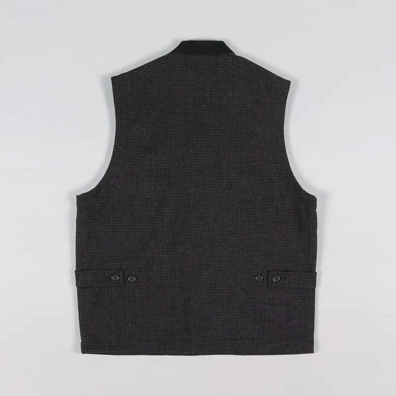 Universal Works Brixton Waistcoat Brown Dogtooth Wool Mix-1
